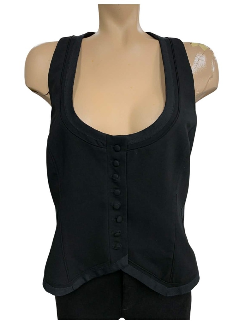 INC International Concepts Black Sleeveless Button-Front Vest Size L